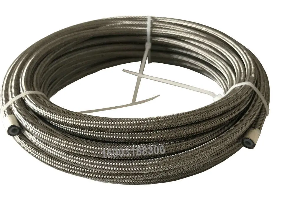 AN3 3AN Double Stainless Steel Braided PTFE Lined Brake Hose Line Car Motorcycle Hydraulic Brake Fuel Line Hose 10M