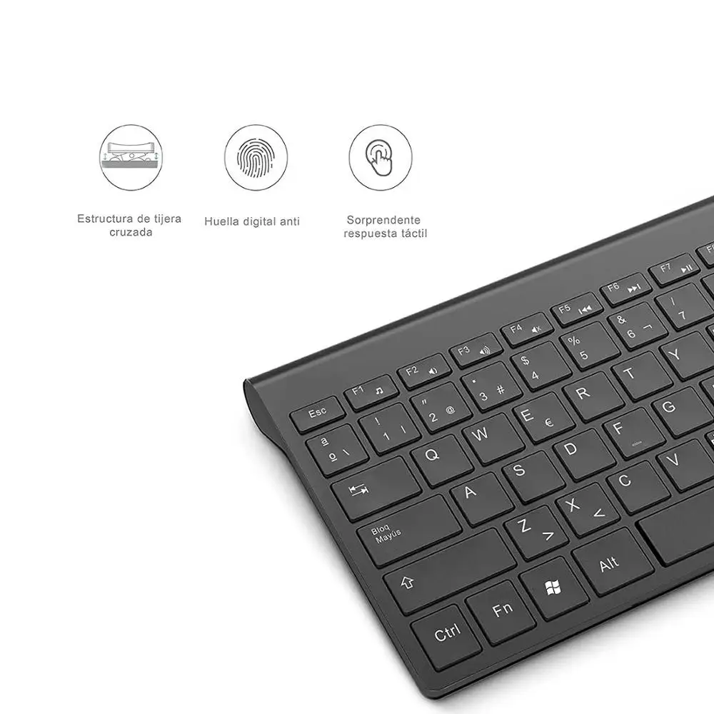 2.4g teclado de carregamento sem fio e mouse, 10 metros de conexão estável, design ergonômico, layout espanhol, computador/notebook.