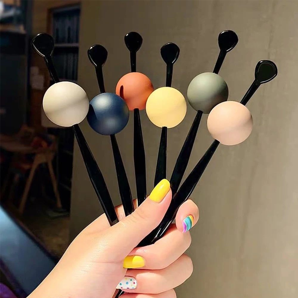 Cute Candy Color Hairpin Vintage Simple Acrylic Plastic Round Ball Hair Stick Women Hair Headwear Japanese Hair Accessories