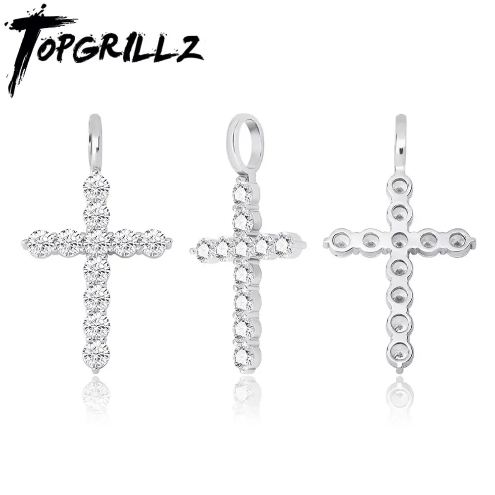 TOPGRILLZ 2020 New Cross Pendant Necklace Micro Pave AAA+ Cubic Zirconia High Quality Hip Hop Fashion Jewelry Gift For Men Women