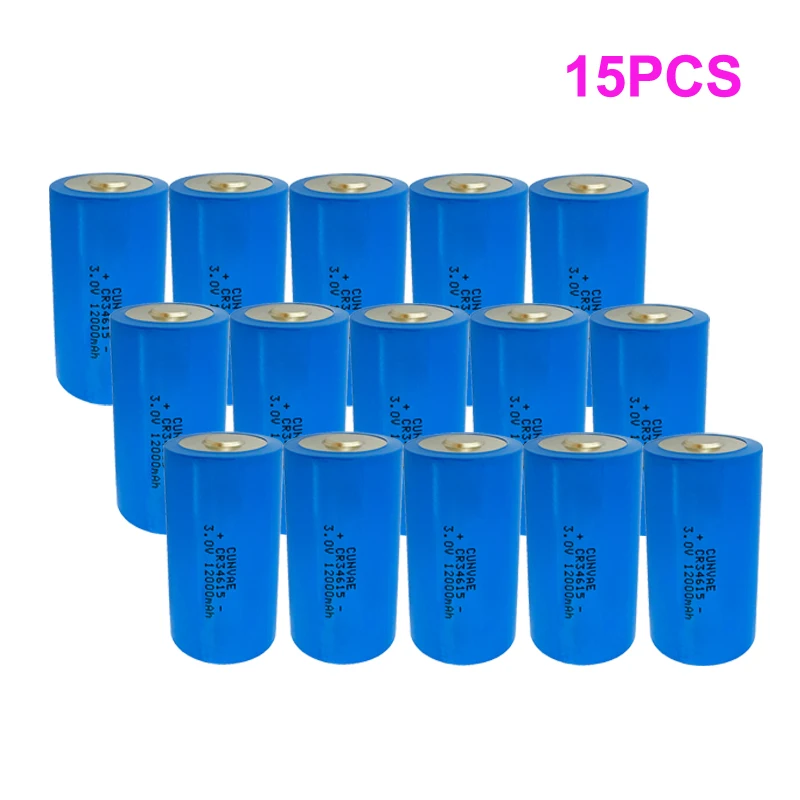 15PCS D Size CR34615  Li-MnO2 Batteries 34615 3.0V 12000MAH Non-rechargeable lithium batteries Battery for Alarms