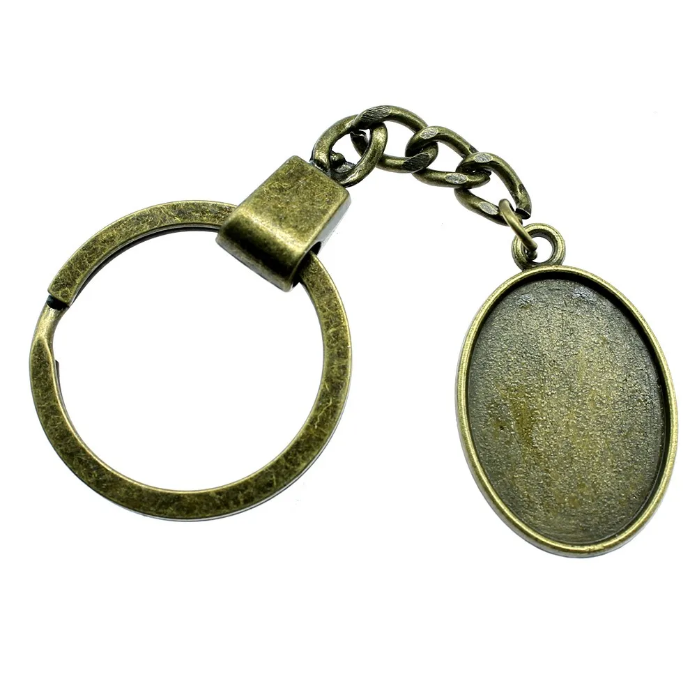 Moda antyczny brąz kolor pasuje 18x25mm owalny styl klasyczny Cameo Cabochon wisiorek baza ustawienie brelok do kluczy Making — zdjęcie 2