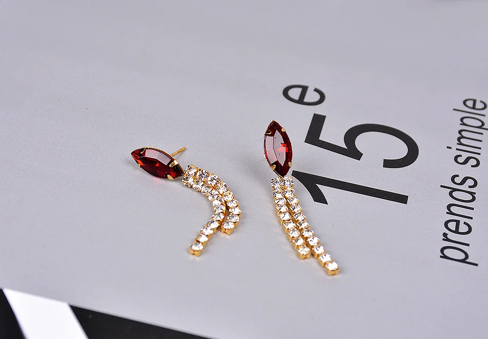 BLIJERY Gold Color Red Crystal Wedding Party Jewelry Sets for Women Accessories Charm Necklace Earrings Bridal Jewelry Sets