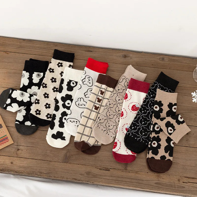 Print Cartoon Cute Kids Socks Bear Animal Baby Cotton Socks Knee High Long LegWarmers Cute Socks Boy Girl Children socks 3-12 Y