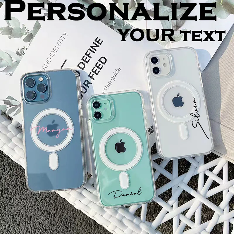 Personalize name Magsafe Magnetic Wireless Charging Case for iPhone 12 11 13 15 16 Pro MAX XR X XS MAX 14 16Plus Shockproof Case