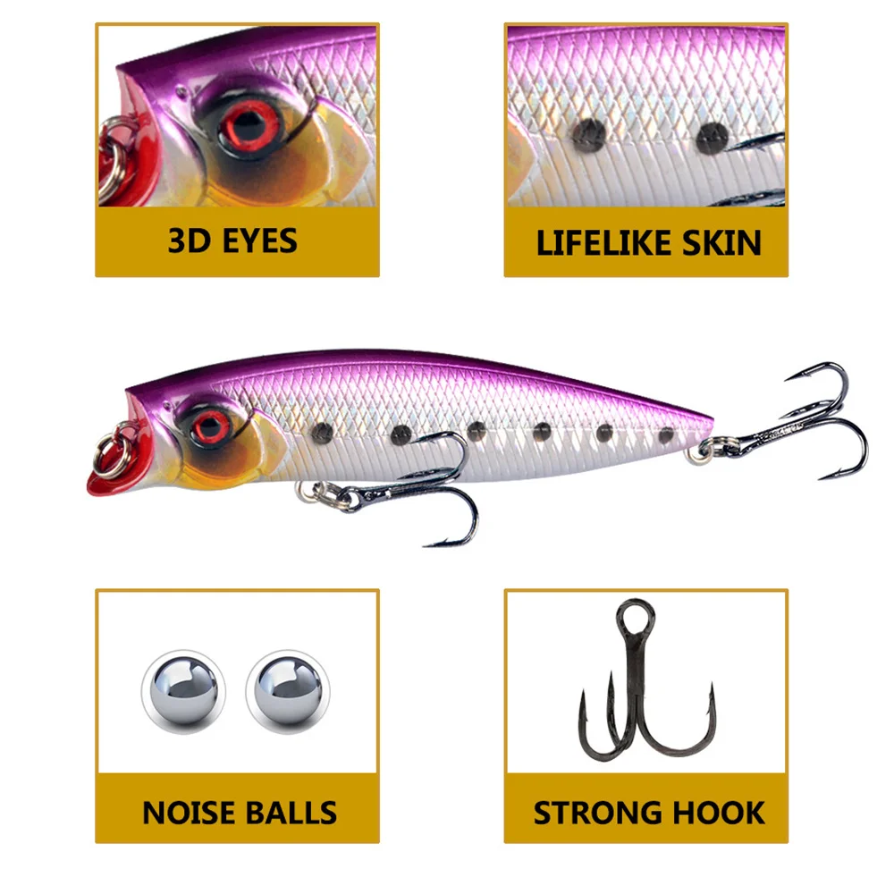 Popper flotante Wobbler duro – Señuelo para pesca - imagen 4