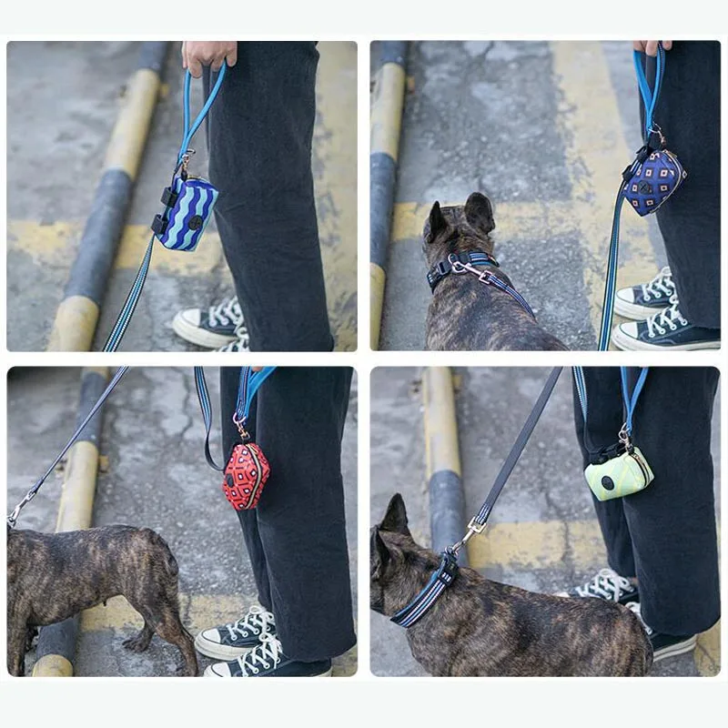 Portable Pet Dog Waste Bags Dispenser Pet Waste Bag Holder Leash Accessories Outdoor Walking Pet Supplies Green Purple Red Blue