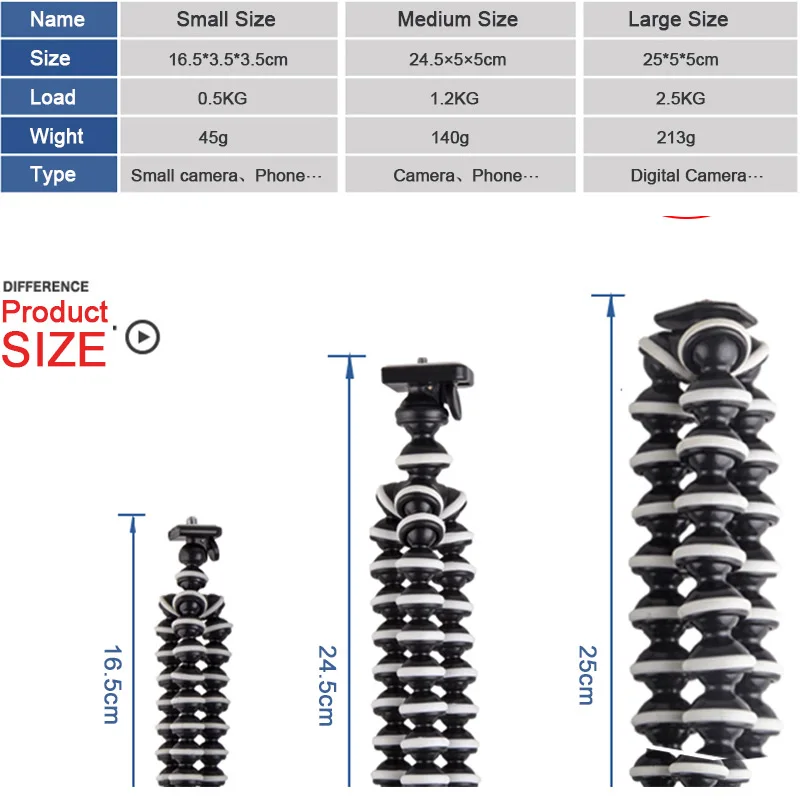 Octopus Tripod Stand Flexible Gorillapod for Mobile Phone Camera Table Desk Mini Tripod phone for iphone huawei Samsung xiaomi