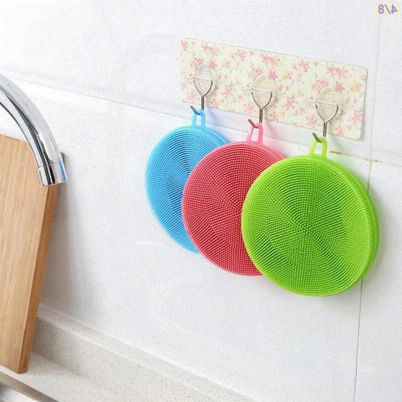 Silicone Cleaning Brush Magic Dish Bowl Pot Pan Wash Cleaning Brushes Cleaner Sponges Scouring Pads Kitchen Organizer Tools