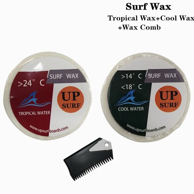 Natural Wax for Surfing Sport, Warm, Tropical, Cool Water Wax, Wax Comb, Fin Key, High Quality