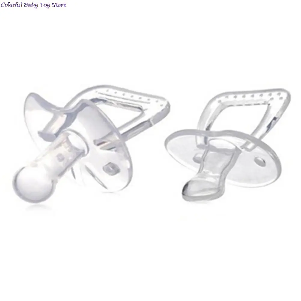 1PC Baby Pacifier Transparent flat/round Safe And non-toxic Material Silicone Gel About 6.8*4cm Weaning Molars Toy Pacifier