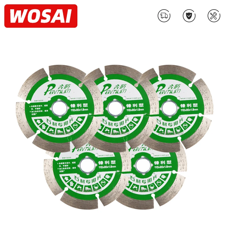 Wosai 110ミリメートルダイヤモンド切削刃連続/セグメント/ターボリムドライ、ウェット丸鋸アングルグラインダーディスク