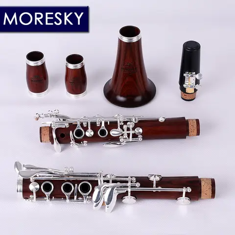 MORESKY Red Wood Professional Clarinet Bb  Rosewood Clarinet Silvering keys Solid wood Sib Klarnet M12