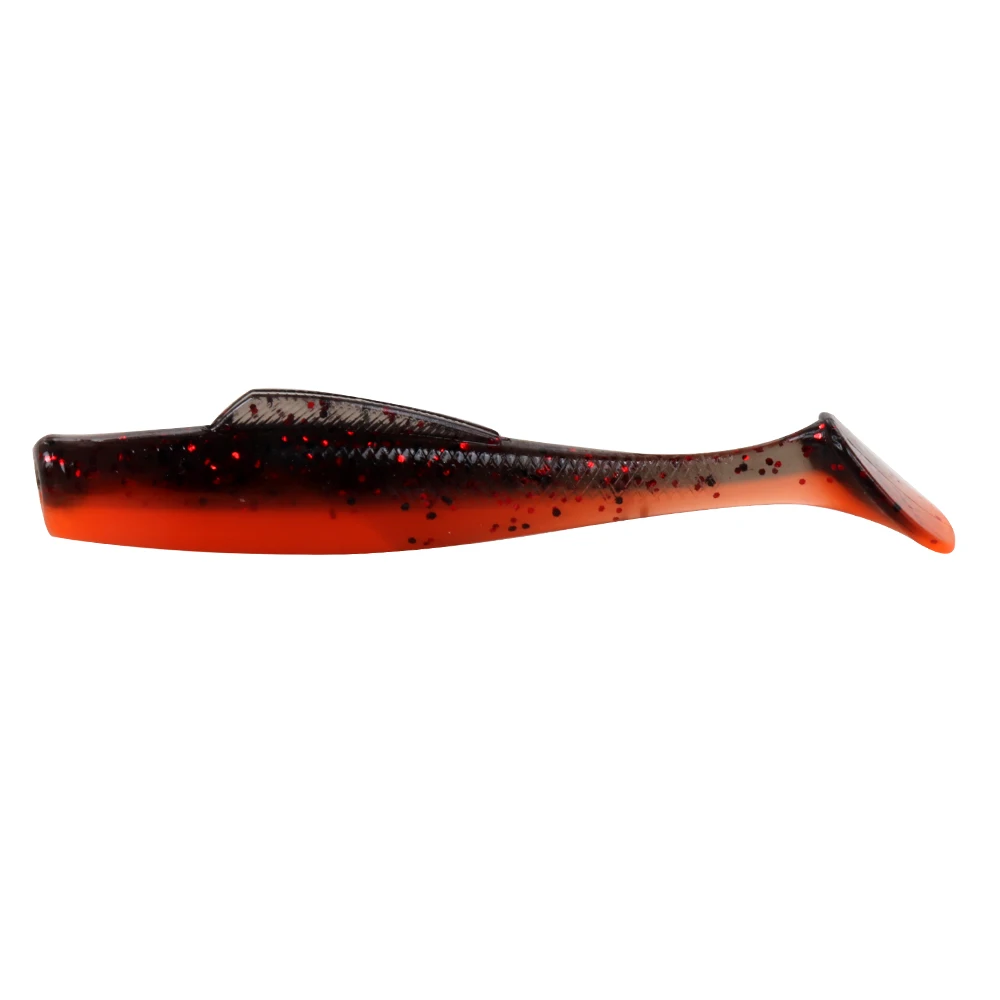 JOHNCOO 6 teile/los Angeln Weicher Köder TPR Köder 80mm 4,8g Hohe Elastische T-schwanz Wurm Schwarz Loch schwimmende Köder Jigging Wobbler