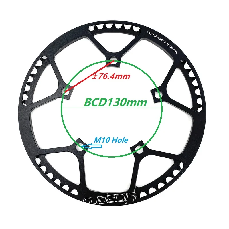 Litepro Folding Bike Single Speed Chain Wheel 130 BCD 45T 47T 53T 56T 58T Chainring Chainwheel Covering Aluminum Alloy Sprocket