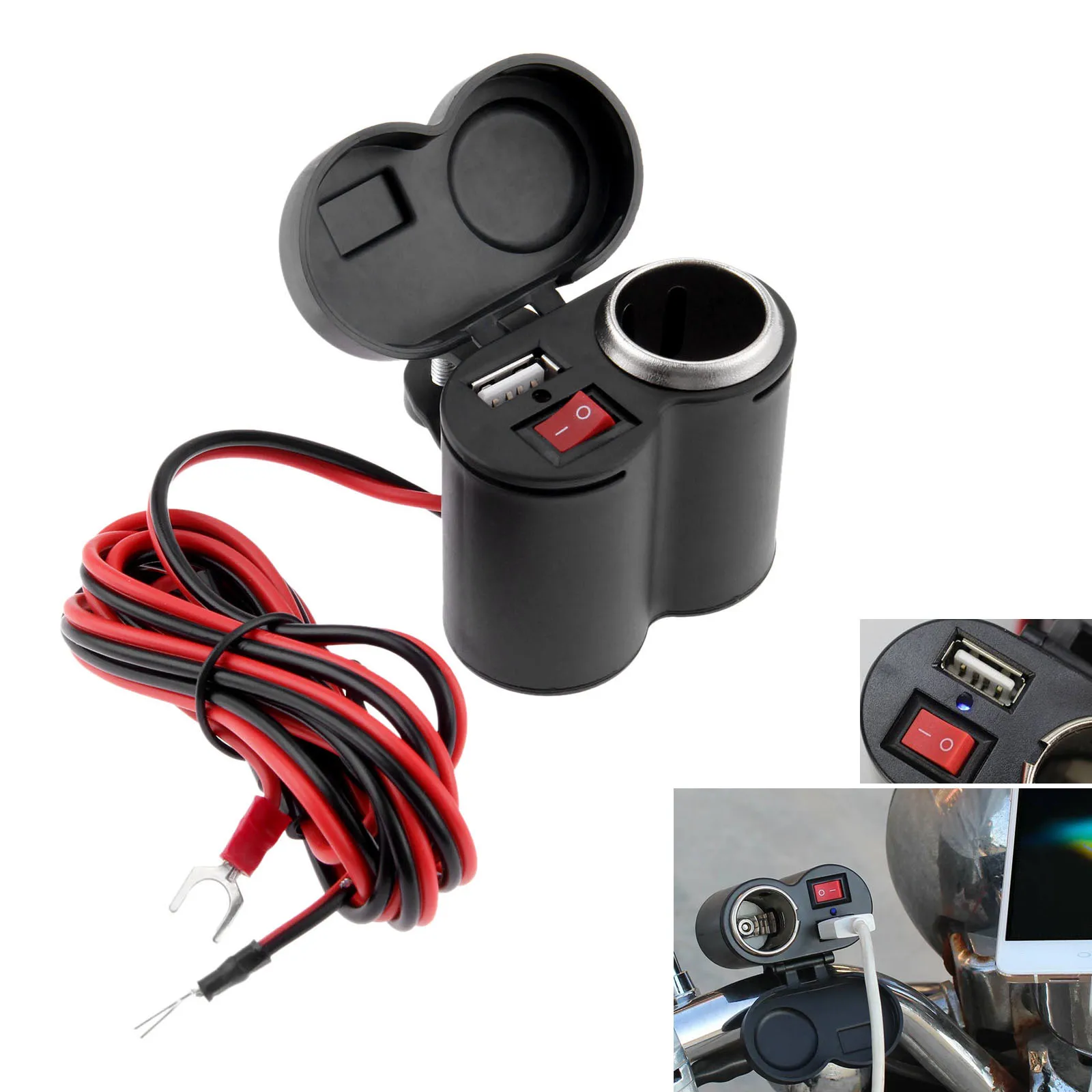 

Car Motorcycle USB Charging System Waterproof Cigarette Lighter USB Power Charging Socket USB DC12V For ATV Boat Auto Charger