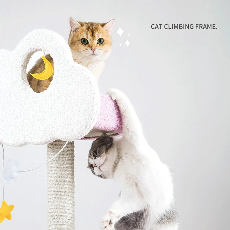 Purple cat climbing frame cat nest cat tree scratching column large cat tower cat scratching board toys jumping platform villa