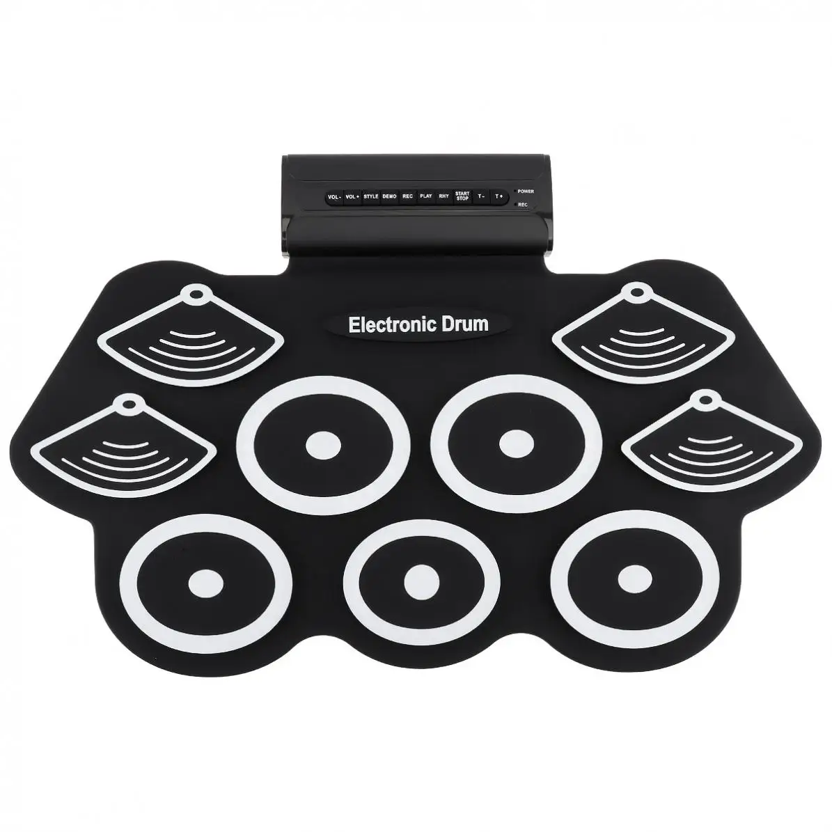 9 Pads Electronic Roll up Thicken Silicone Drum Electric Drum Kit with Drumsticks and Sustain Pedal