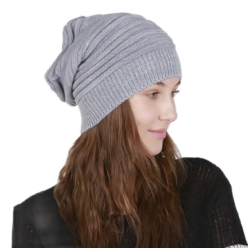 New Autumn Winter Women Warm Beanie Hat Mix Color Warm Knitted Hat For Women