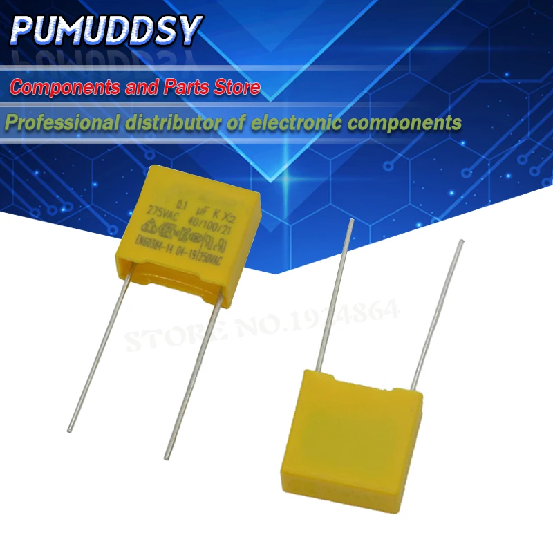 20PCS 100nF capacitor X2 capacitor 275VAC Pitch 10mm X2 Polypropylene film capacitor 275V 0.1uF