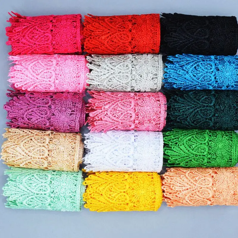 8CM 15 Yards Lace Leaf Edge Hollow DIY Handmade Materials Sofa Wide Clothing Embroidery Accessories Bud Silk Crafts Sewing