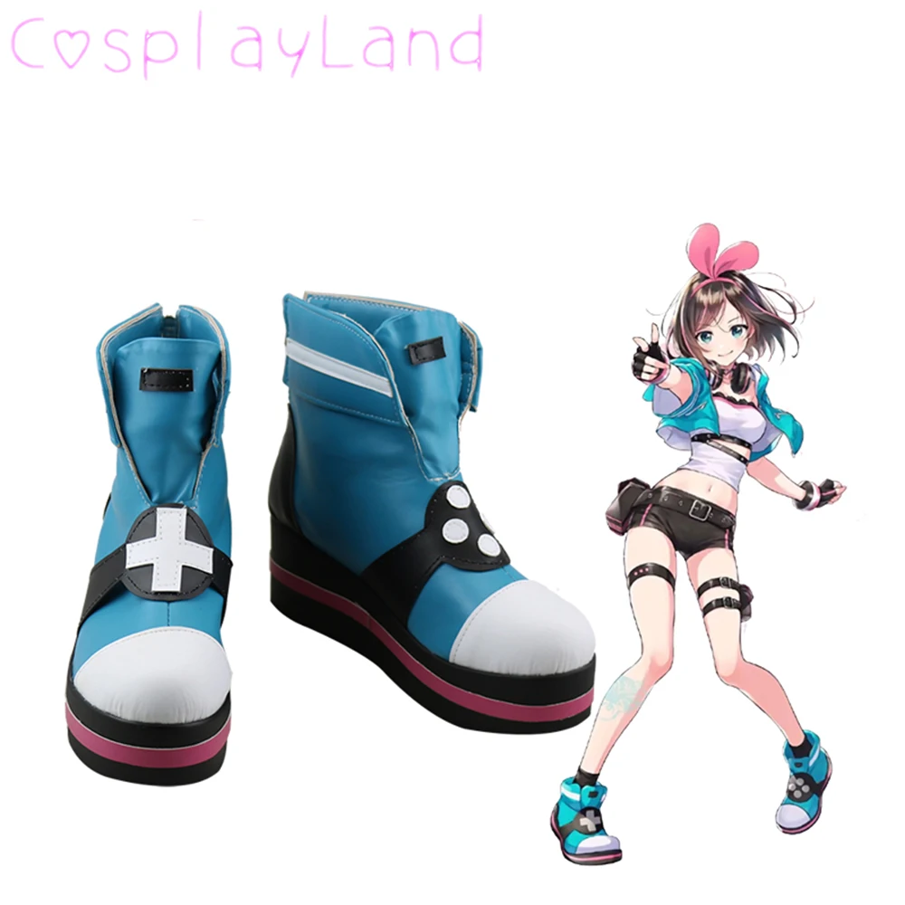 

Vtuber Kizuna AI Blue Cosplay Boots Shoes Leather Shoes Cosplay Accessories Halloween Party Shoes for Women Shoes