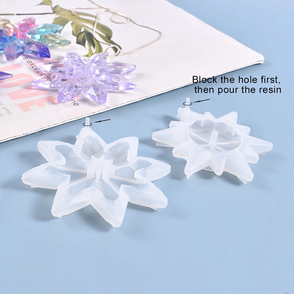 Crystal Epoxy Resin Mold Ornaments Snowflake Shape Resin Mold Christmas Tree Pendant Silicone Molds For Jewelry Making Mold