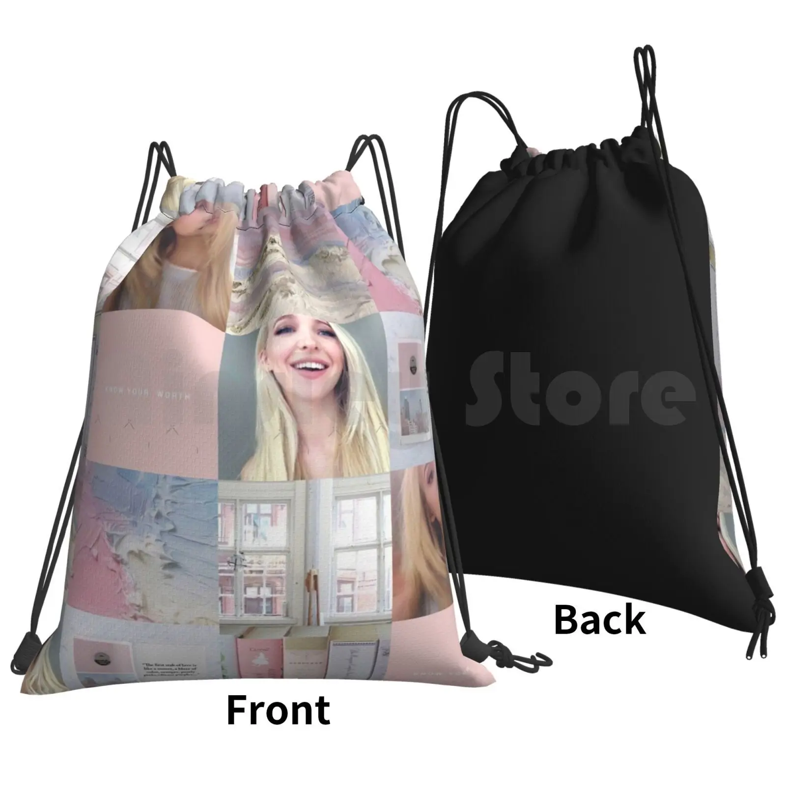 Dove Cameron ( Collage ) Backpack Drawstring Bag Riding Climbing Gym Bag Dove Cameron Dove Channel Dove Cameron Girl And The