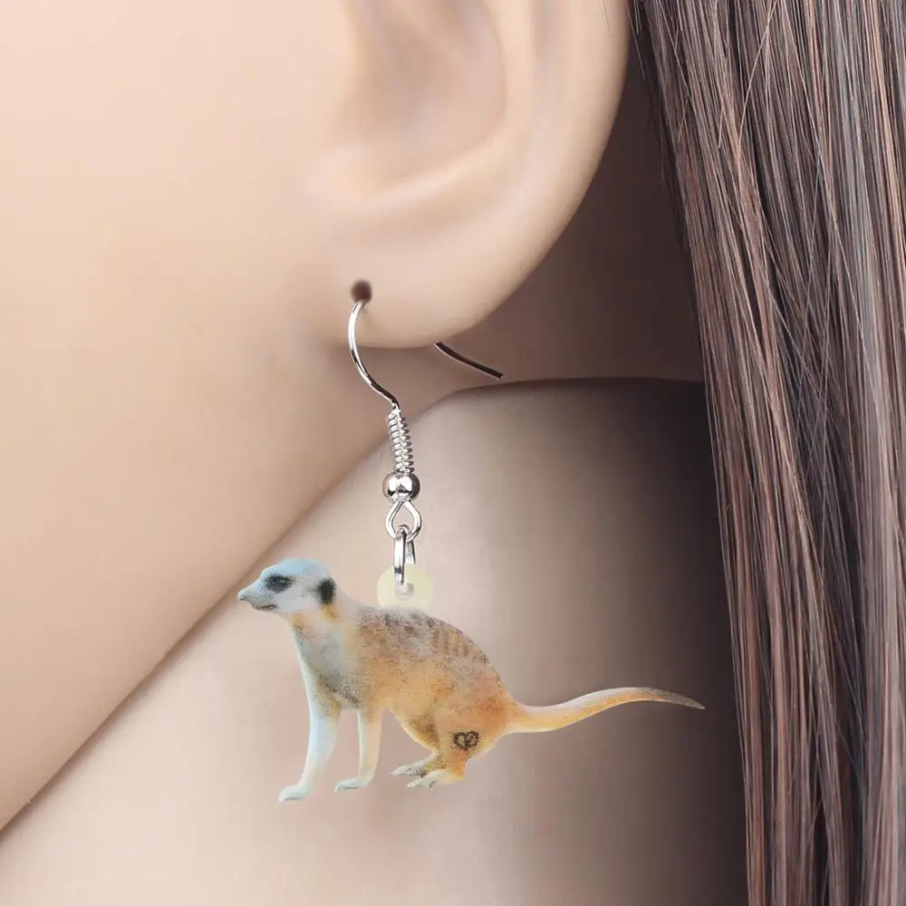 WEVENI Acrylic Mongooses Meerkat Earrings Animal Drop Dangle Jewelry For Women Girls Teens Kids Charms Hot Sale Gift Accessories