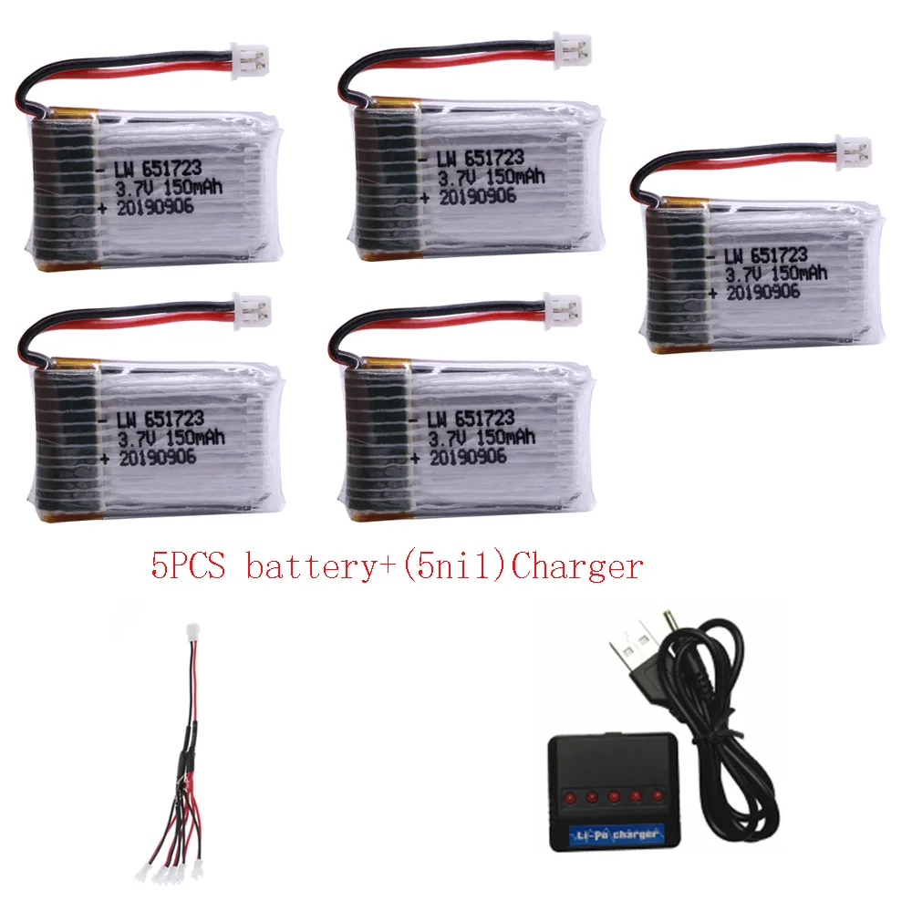 

3.7V 150mAh Lipo Battery 25C For H20 Syma M67 U839 S8 RC Quadcopter Spares Parts RC Drone Accessories battery and (5ni1) Charge