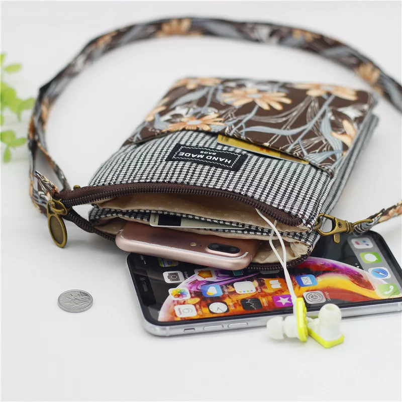 Women Handbag Cotton Floral Pattern Printing Crossbody Shoulder Bag Female Small Phone Purse Ladies Money Pouch 2022 For Girls