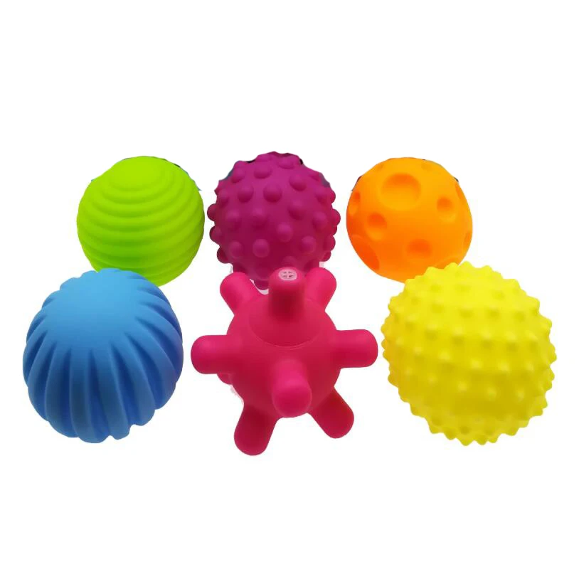 Juego de bolas de juguete para bebé, juguete para desarrollar los sentidos táctiles del bebé, pelota de mano táctil, pelota de entrenamiento para bebé, masaje suave, 6 unids/set