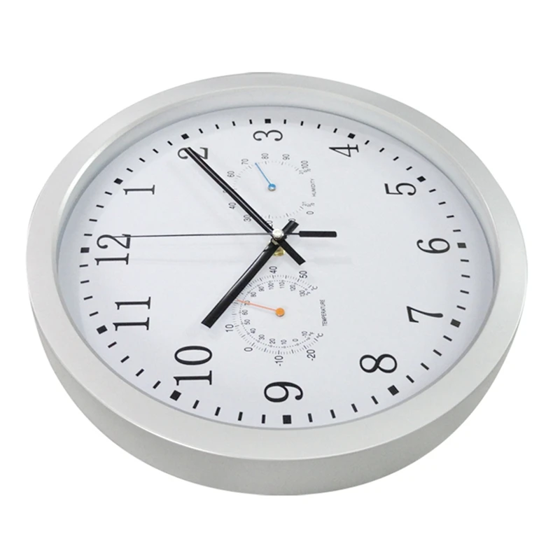 12Inch Clock Automatic Time Adjustment Scanning Radio Controlled Clock Temperature Hygrometer Wall Clock Quiet Design