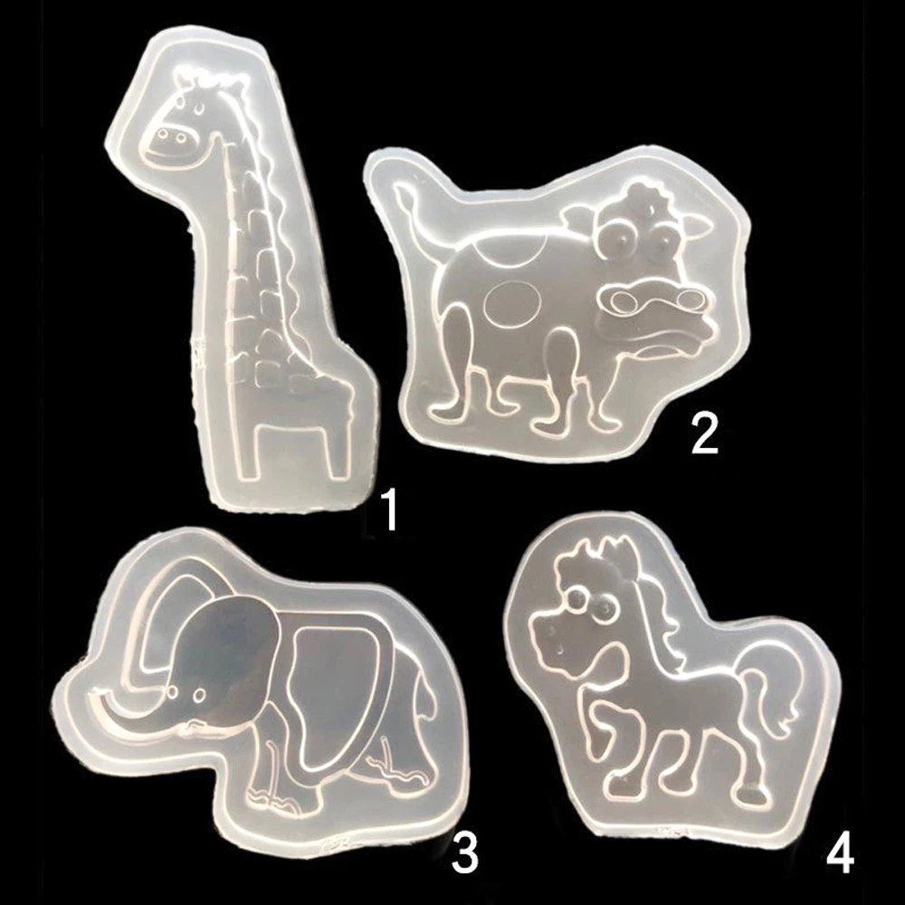 3D Resin Silicone Molds Set - Giraffe Horse Cow Elephant Animal Handmade Jewelry Making Tools Epoxy Resin Crystal Casting for Cr