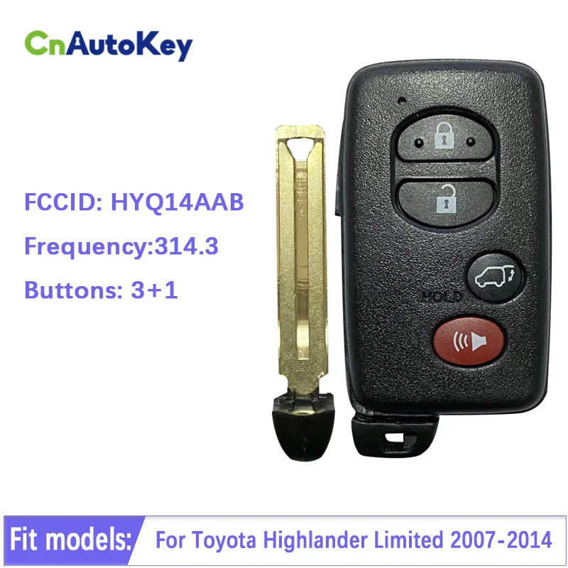 

CN007204 Aftermarket для Toyota Highlander Smart Key Fob 4 Button 2008-2013 FCC HYQ14AAB P/N 89904-48110