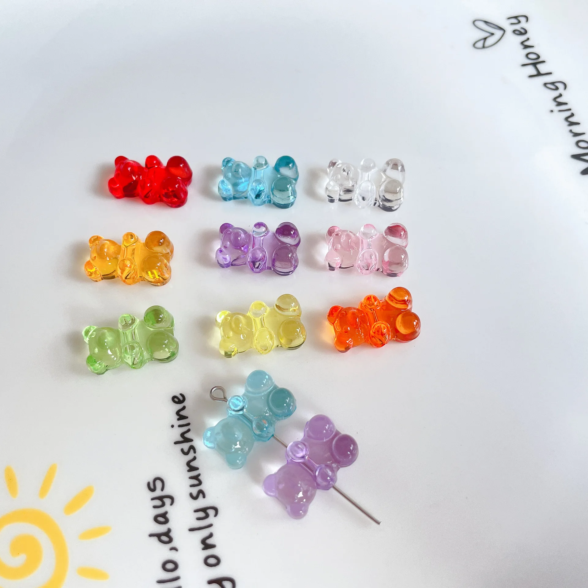 20Pcs Cute Resin Gummy Bear Beads Charms for Woman Girls Cartoon Diy Bracelet Choker Materials Jewelry Findings DIY Wholesale