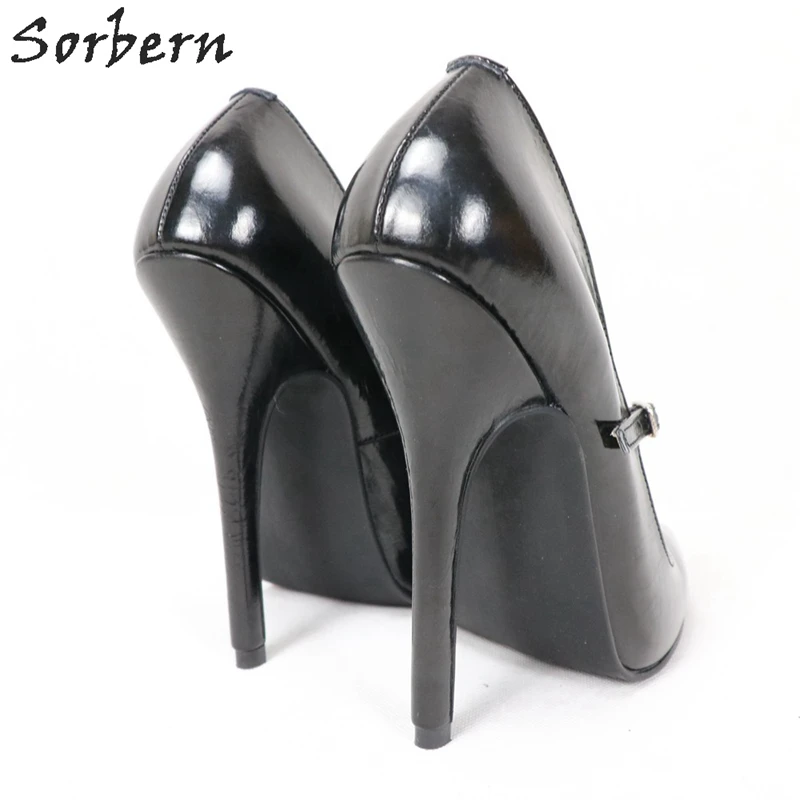 Sorbern 14Cm 16cm Genuine Leather Women Pump Mary Janes Shoe Ladies Pointed Toe High Heel Stilettos Custom Color Women Heels New