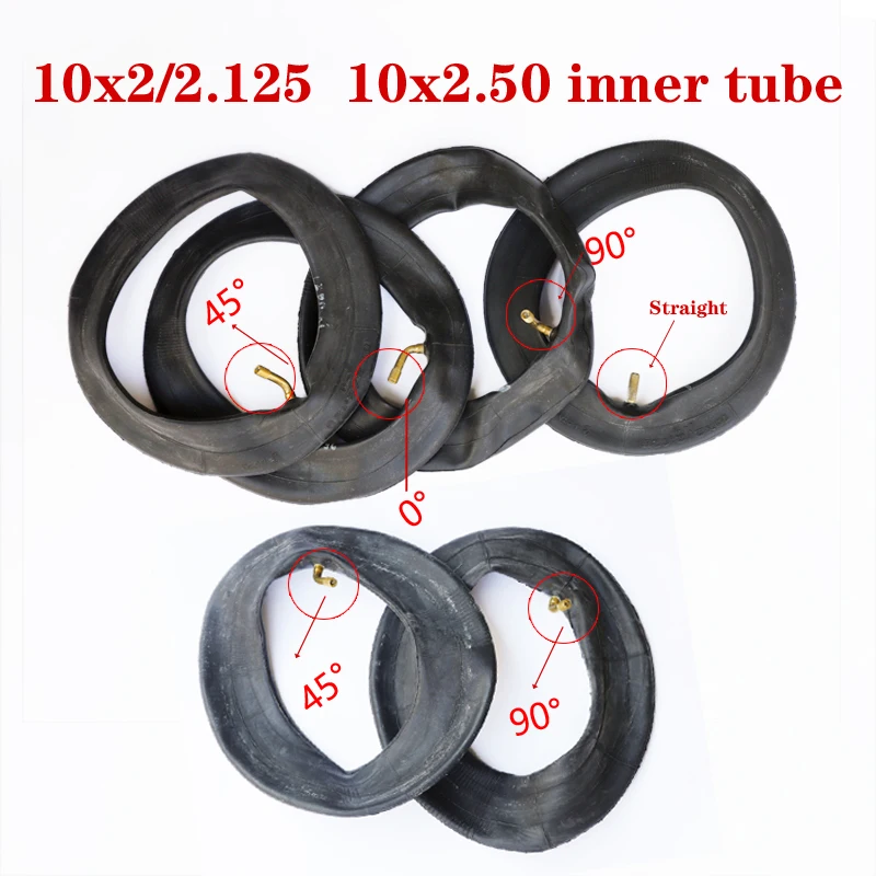 10 intch inner tube 10x2 10x2.125 10x2.50 10x250 with 0/45/90 Degree Rubber Tyre for Balancing Car Electric Scooter Stroller