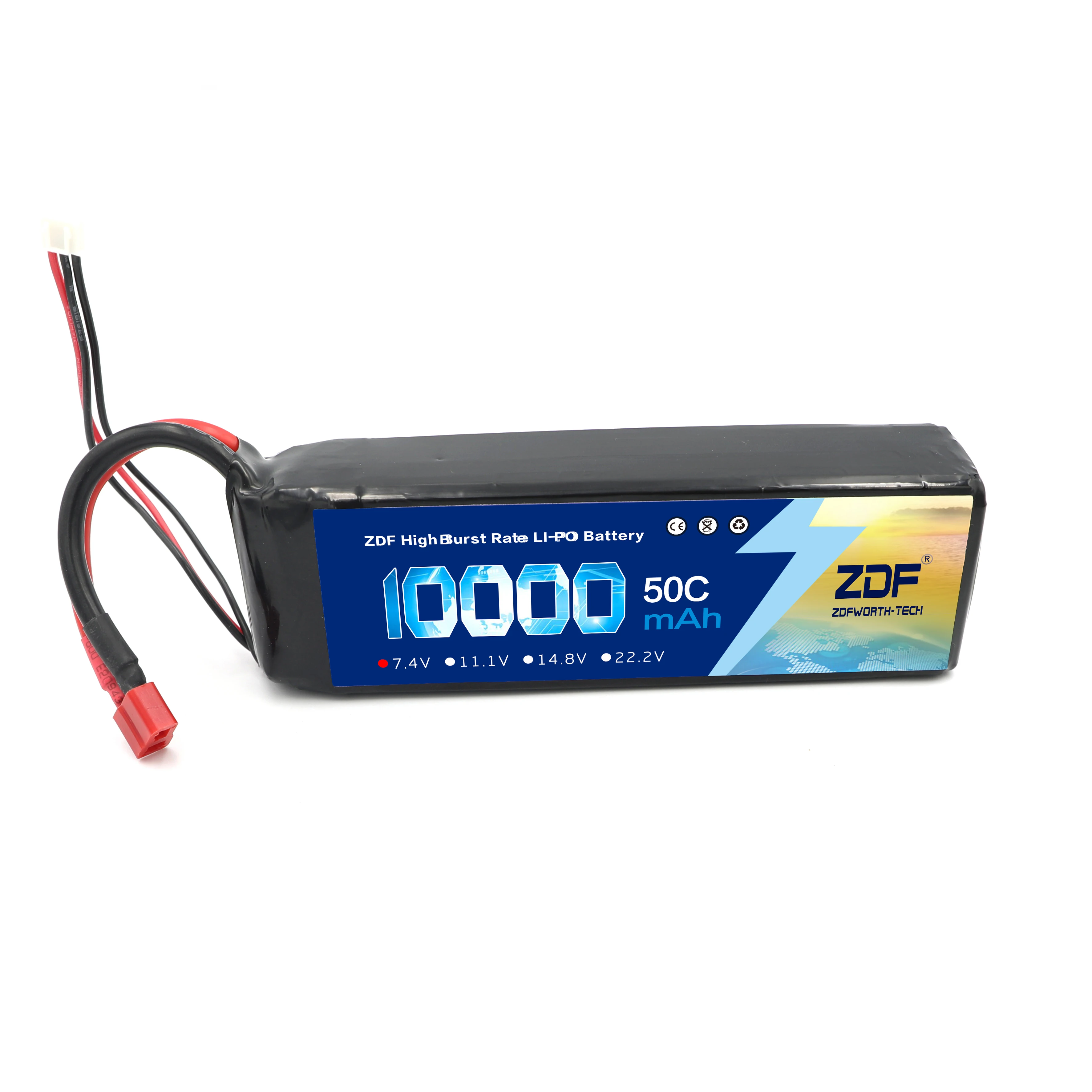 ZDF Lipo Battery 2S 7.4V 10000mah 50C Max 100C XT90 / XT60/ T Plug For Rc Airplane Traxxas Car Truck