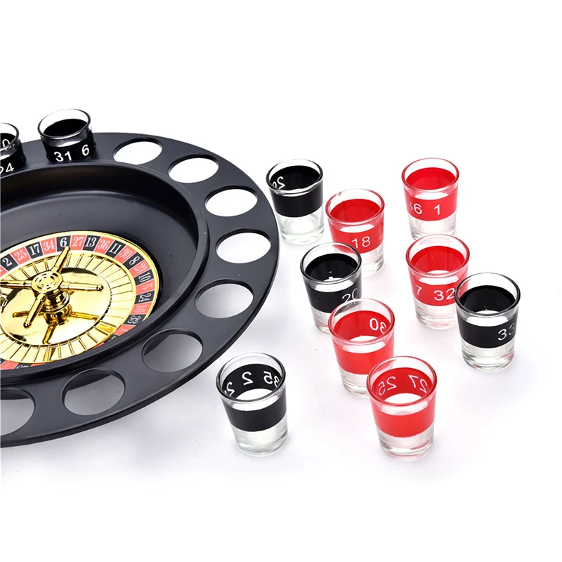 Hot Sale Russia Drinking Turntable Shot Glass Roulette Set Novelty Drinking Game With 16 Shot Glasses Adult Party Drinking Set