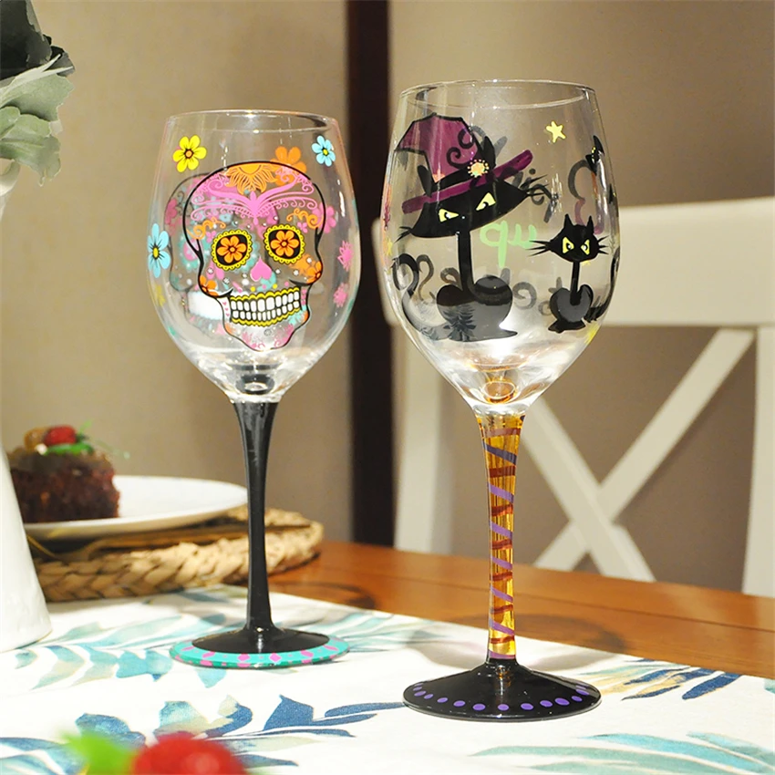 

Creative Hand Painted Wine Glass Cup, High Capacity Crystal Goblet, Personality Birthday Gifts, Home Bar Party Drink Ware