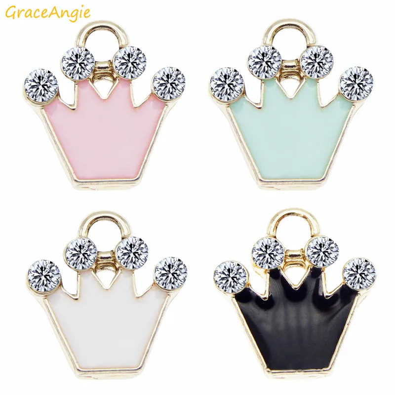 

8pcs/lot Mix Crystal Crown Charms Pendants For DIY Bracelets Necklace Earring Key Chain Studs Women Jewelry Making Package gift