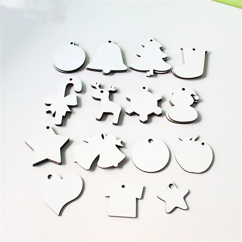 

Factory Price!!! 100pcs/Lot Sublimation Blank Christmas Decoration Pendant MDF Two-sided Printing DIY gifts Heat Transfer
