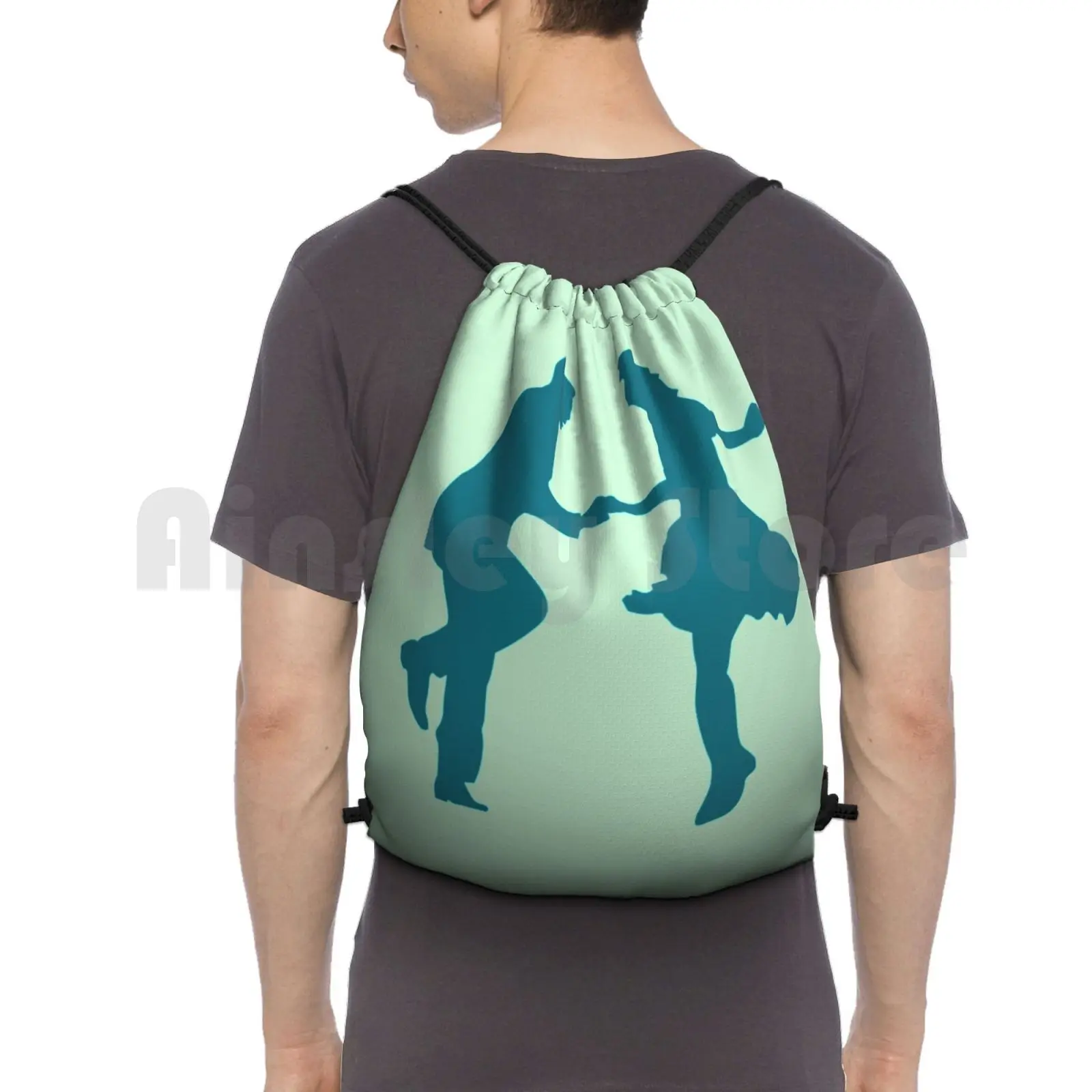 Hop Silhouette Backpack Drawstring Bag Riding Climbing Gym Bag Dance Dancing Swing Swing Dancing Hop Balboa 8 Count Jazz