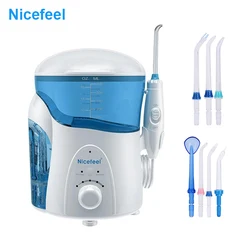 Nicefeel UV dezynfekcja irygator doustny woda Pulse Flosser Dental Jet zęby Cleaner Hydro Jet z 600ml zbiornika, 7 dysz