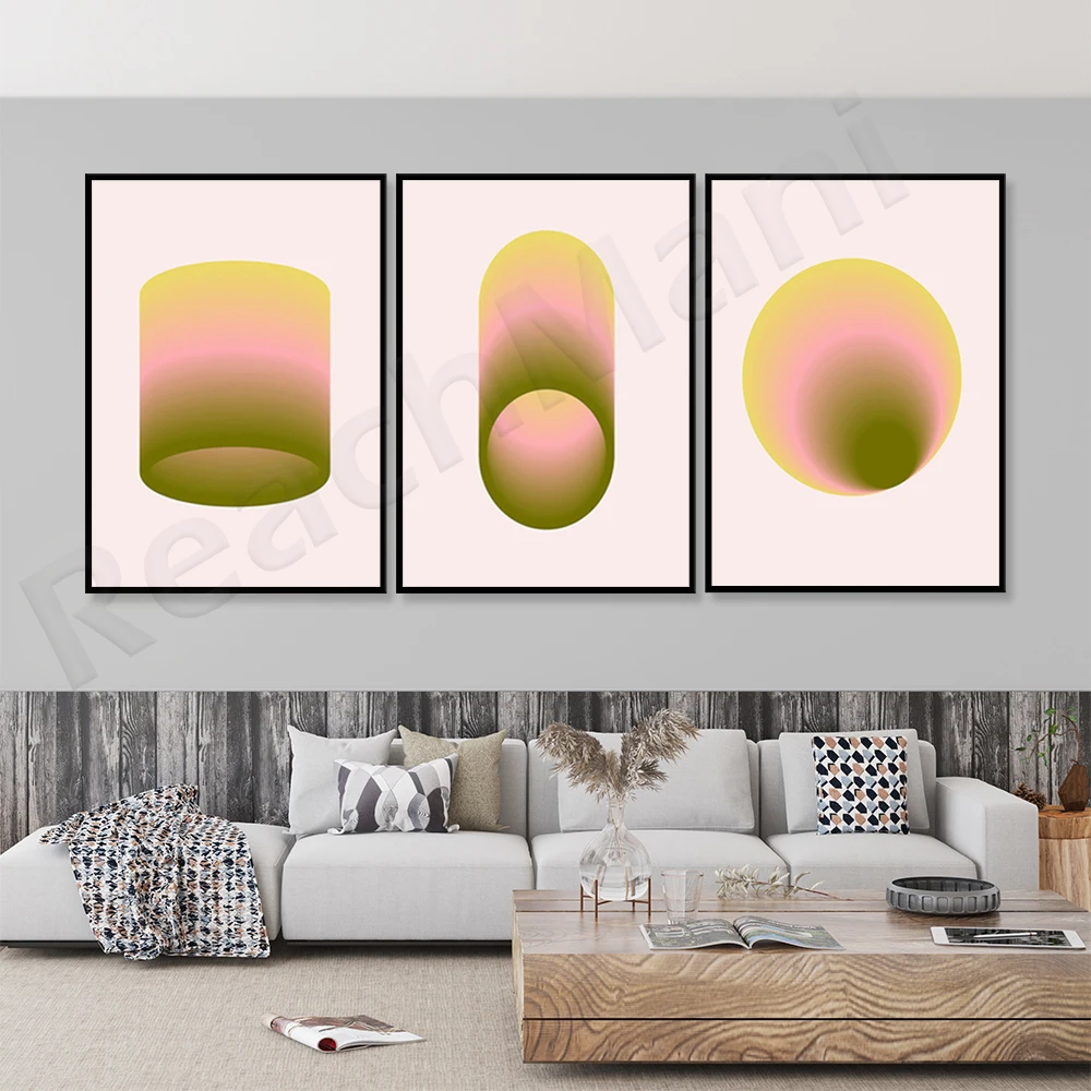 Gradient abstract shape prints, minimalist art, medieval modern abstract wall art, simple gradient, circular gradient, tube grad