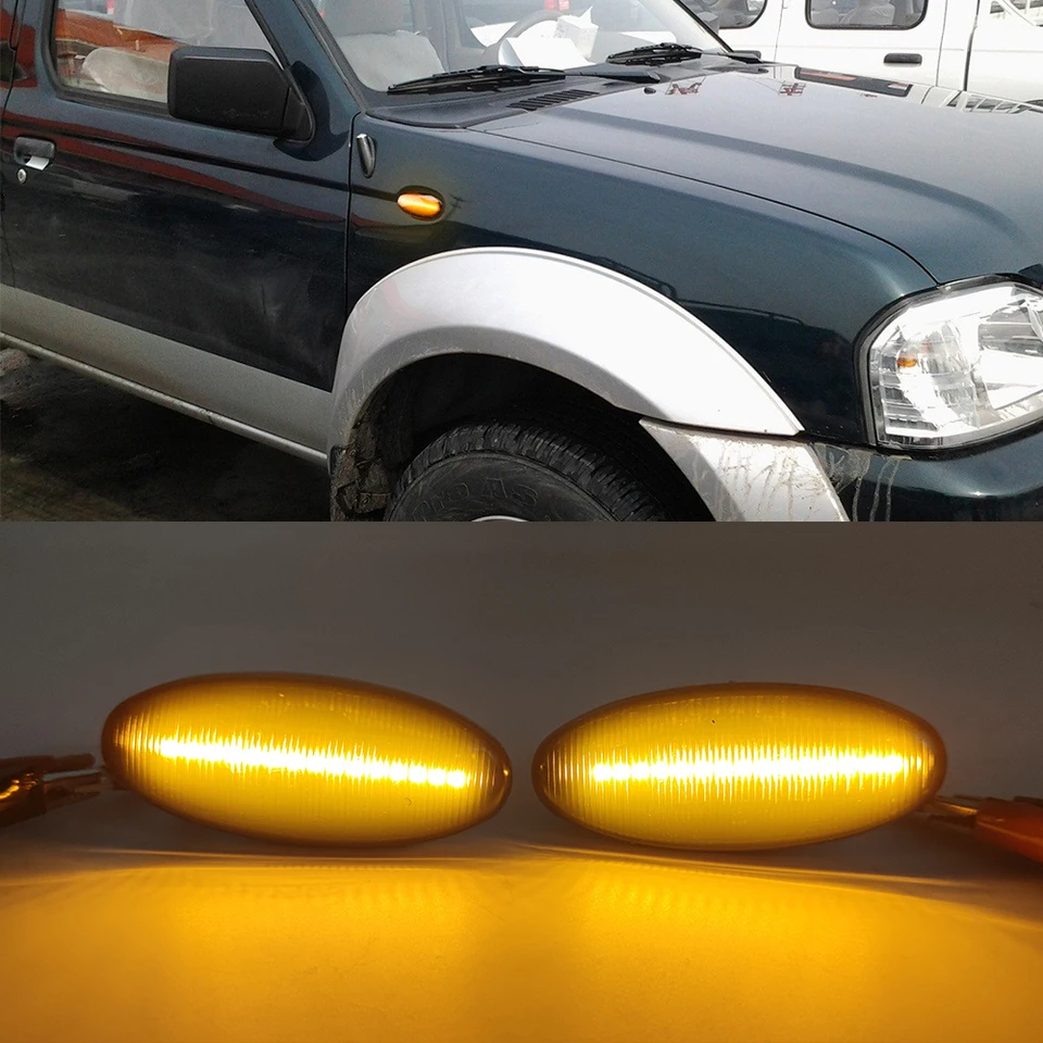 Clignotant Dynamique LED Rétroviseur Latéral Pour Nissan Navara D22 NP300 1998-2005 - Paire Ambre Fumée
