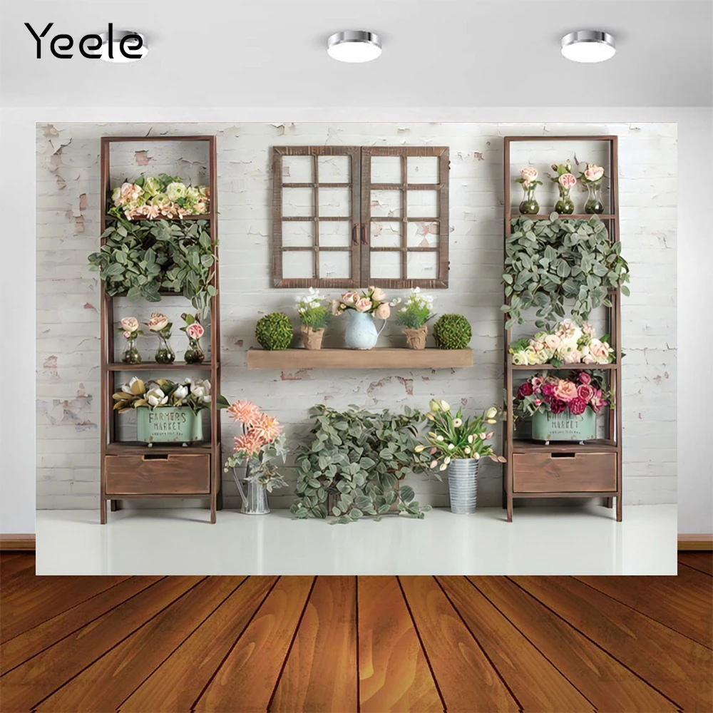 Yeele Spring Flower Brick Wall Newborn Baby Portrait Room Wedding Photography Backdrop Background Vinyl Photocall Photozone Prop