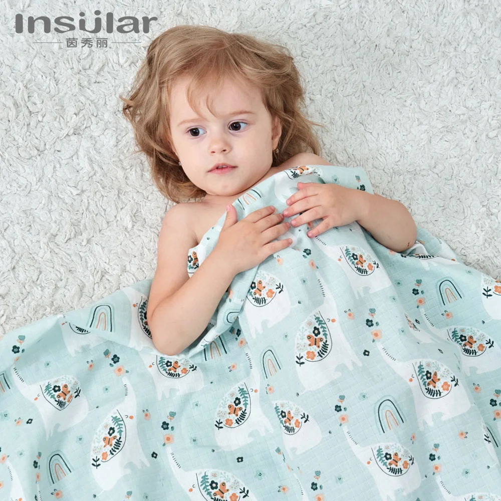 Insular Children's Cotton Spring Summer And Autumn Comfort Air Conditioner Covered With Double-Layer Gauze Blanket Baby Blanket