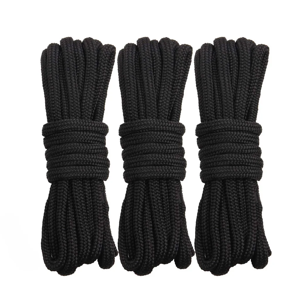 1PC/3PCS Black Double Braid Nylon Dockline Dock Line Mooring boat Rope Anchoring Docking Rope length 16.5feet 25feet 50feet